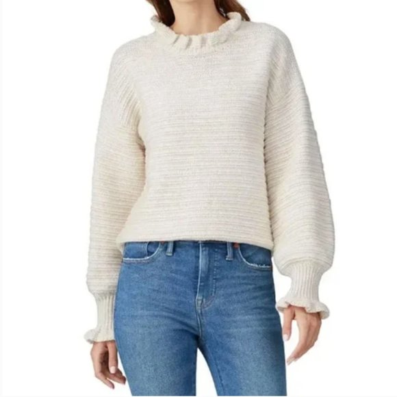 Madewell Sweaters - Madewell Ruffle Mock Neck Pullover Sweater in Cotton-Merino